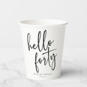 Hallo Minimalistisch 40ste verjaardagsfeestje Papieren Bekers (Voorkant)