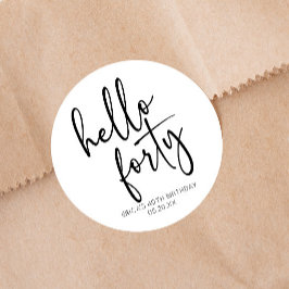 Hallo Minimalistisch 40ste verjaardagsfeestje Ronde Sticker