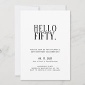 Hallo Minimalistisch | 50ste verjaardag Kaart (Voorkant)