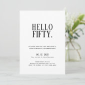 Hallo Minimalistisch | 50ste verjaardag Kaart (Staand voorkant)