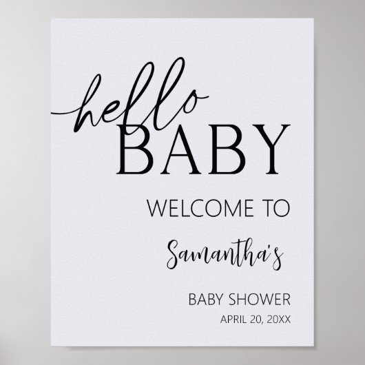Hallo Minimalistisch Baby Poster (Voorkant)