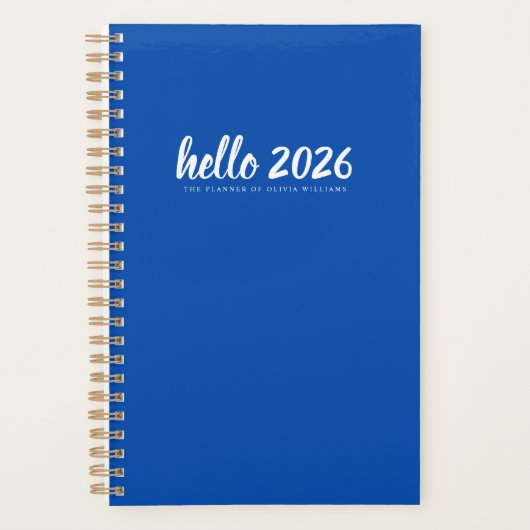 Hallo Minimalistisch blauw 2026 Planner (Voorkant)