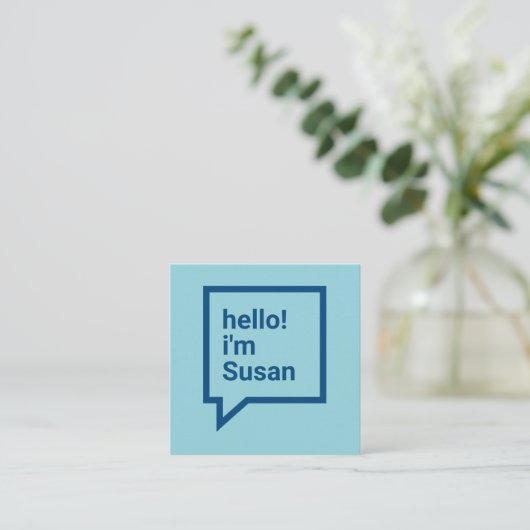 Hallo Minimalistisch hemelsblauw vet Vierkante Visitekaartje (Staand voorkant)