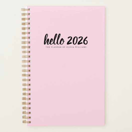 Hallo Minimalistisch roze 2026 Planner (Voorkant)