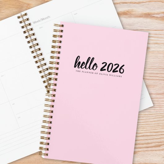 Hallo Minimalistisch roze 2026 Planner