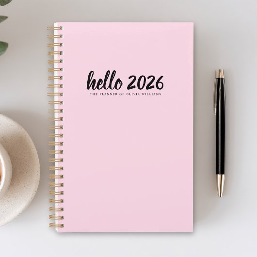 Hallo Minimalistisch roze 2026 Planner