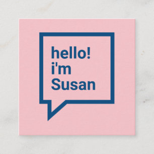 Hallo Minimalistisch roze blauw vet Vierkante Visitekaartje