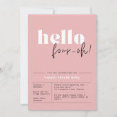 Hallo Minimalistisch stoffig roze "40th bday Kaart (Voorkant)