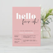 Hallo Minimalistisch stoffig roze "40th bday Kaart (Staand voorkant)