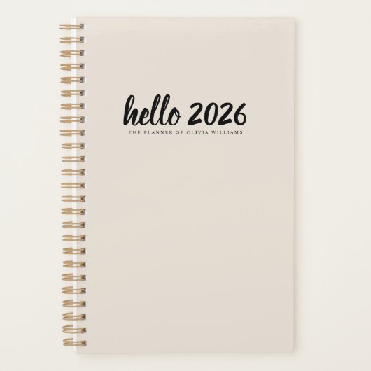 Hallo Minimalistisch zand 2026 Planner (Voorkant)