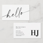hallo Minimalistisch zwart-wit Visitekaartje (Voorkant / Achterkant)