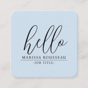 Hallo Minimalistische Blush Blue Vierkante Visitekaartje