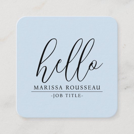 Hallo Minimalistische Blush Blue Vierkante Visitekaartje (Voorkant)
