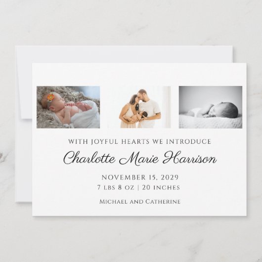 Hallo Minimalistische geboorteaankondiging Kaart v (Achterkant)