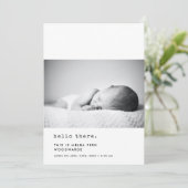 Hallo Minimalistische typemachine Aankondiging (Staand voorkant)