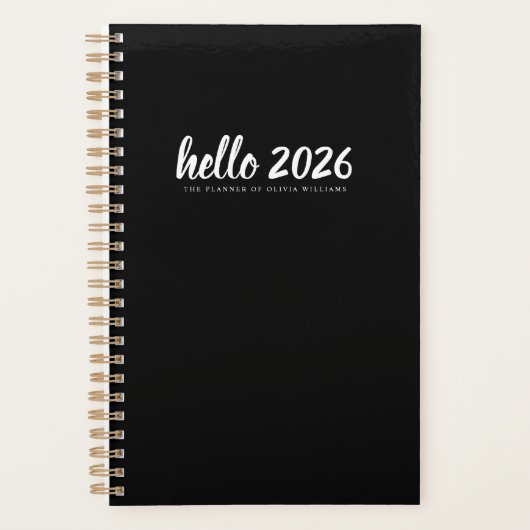 Hallo Minimalistische zwarte planner 2026 (Voorkant)