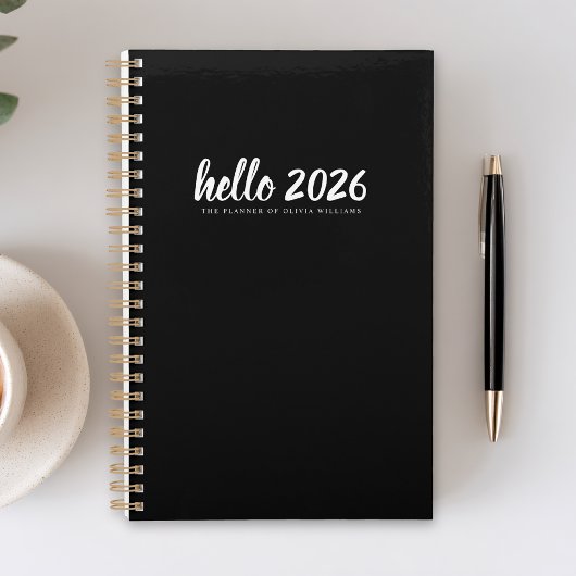 Hallo Minimalistische zwarte planner 2026