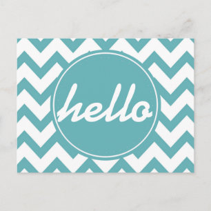 Hallo Mint Aqua White Chevron Briefkaart