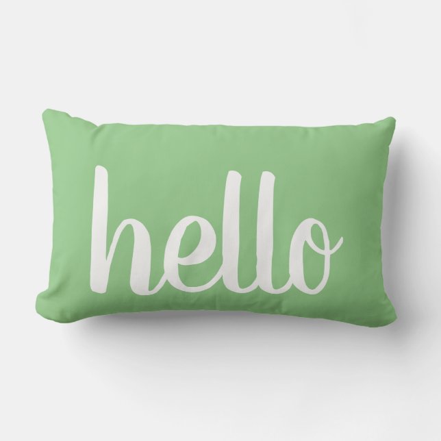 hallo Mint Green Typografie Lumbar Pillow Kussen (Voorkant)