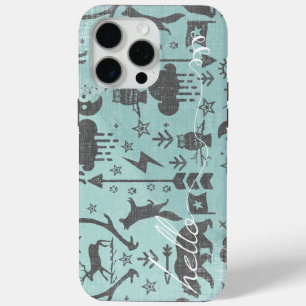 Hallo Mint Linnen Beer Fox Pattern iPhone 6 Plus 15 Pro Max Hoesje