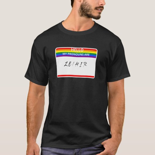 hallo m'n vrienden zijn Ze Hir Lgbtq niet binair T-shirt (Voorkant)
