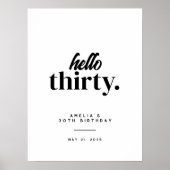 Hallo Modern 30ste verjaardag Welkomstbord Poster (Voorkant)