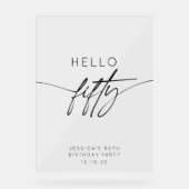 Hallo Modern 50ste verjaardagsfeestje Welkom Acryl Bord (Voorkant)