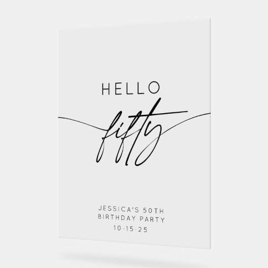 Hallo Modern 50ste verjaardagsfeestje Welkom Acryl Bord (Hoek)