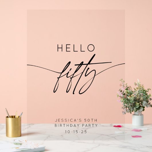 Hallo Modern 50ste verjaardagsfeestje Welkom Acryl Bord (Huwelijk)