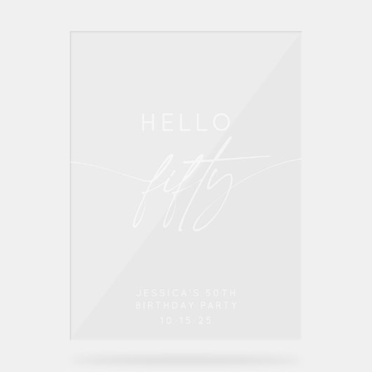 Hallo Modern 50ste verjaardagsfeestje Welkom Acryl Bord (Voorkant)