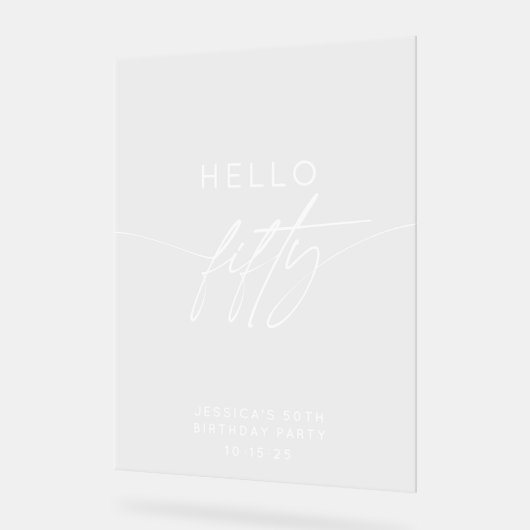 Hallo Modern 50ste verjaardagsfeestje Welkom Acryl Bord (Hoek)