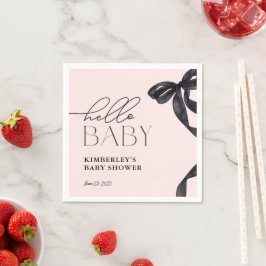 Hallo Modern Baby Black Bow Baby shower Servet