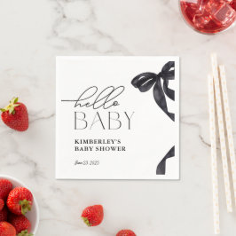 Hallo Modern Baby Black Bow Baby shower Servet