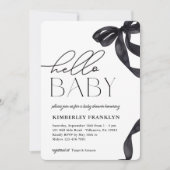 Hallo Modern Baby Bow Baby shower Invitation Kaart (Voorkant)