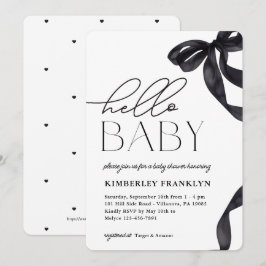 Hallo Modern Baby Bow Baby shower Invitation Kaart
