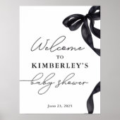 Hallo Modern Baby Bow Baby shower welkomstbord Poster (Voorkant)