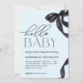 Hallo Modern Baby Bow Boy Baby shower Uitnodiging (Voorkant)