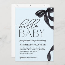 Hallo Modern Baby Bow Boy Baby shower Uitnodiging
