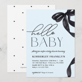 Hallo Modern Baby Bow Boy Baby shower Uitnodiging