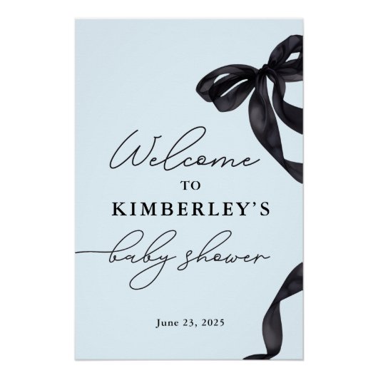 Hallo Modern Baby Bow Boy Baby shower Welkomstbord Perfect Poster (Voorkant)