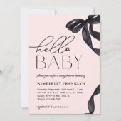 Hallo Modern Baby Bow Girl Baby shower Uitnodiging (Voorkant)