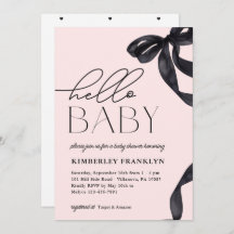Hallo Modern Baby Bow Girl Baby shower Uitnodiging