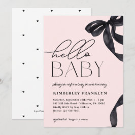 Hallo Modern Baby Bow Girl Baby shower Uitnodiging