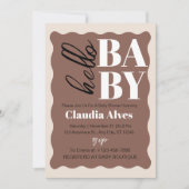 Hallo Modern Baby Brown Baby shower Kaart (Voorkant)