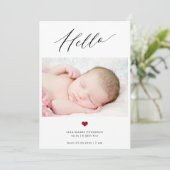 Hallo Modern baby eenvoudig script 3 foto geboorte Aankondiging (Staand voorkant)