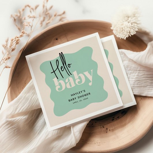 Hallo Modern Baby Mint & Cream Baby shower Servet