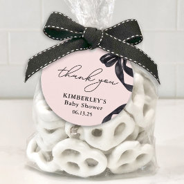 Hallo Modern Baby Waterverf Black Bow Baby shower Bedankjes Labels