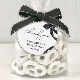 Hallo Modern Baby Waterverf Black Bow Baby shower Bedankjes Labels