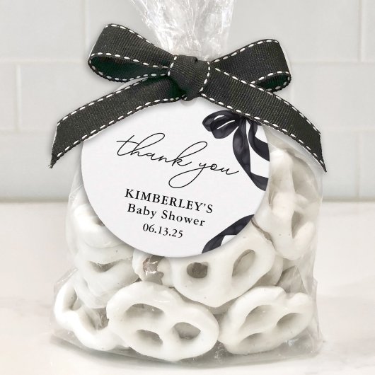 Hallo Modern Baby Waterverf Black Bow Baby shower Bedankjes Labels