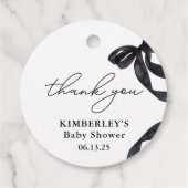 Hallo Modern Baby Waterverf Black Bow Baby shower Bedankjes Labels (Voorkant)